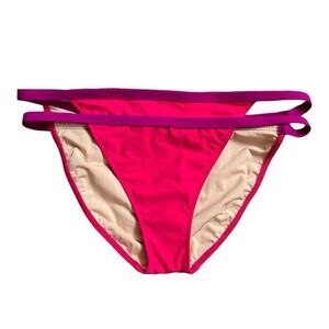 Cala Ossidiana Luxury Designer Pink Purple Strappy Bikini Bottom NWT US L